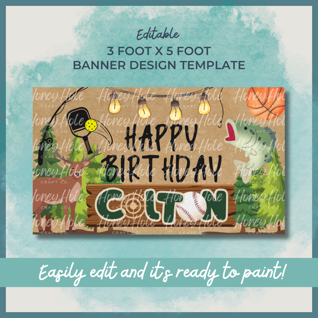 Hunting Fishing Sports Birthday Template