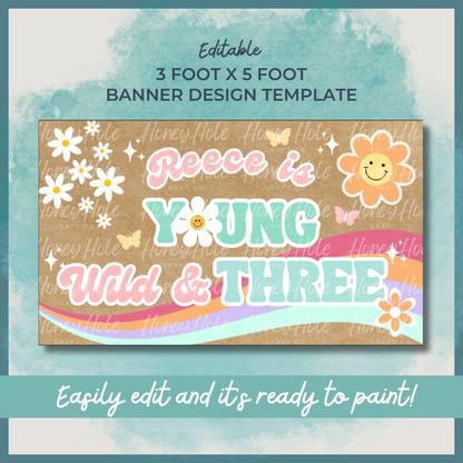 Young Wild & Three Birthday Template